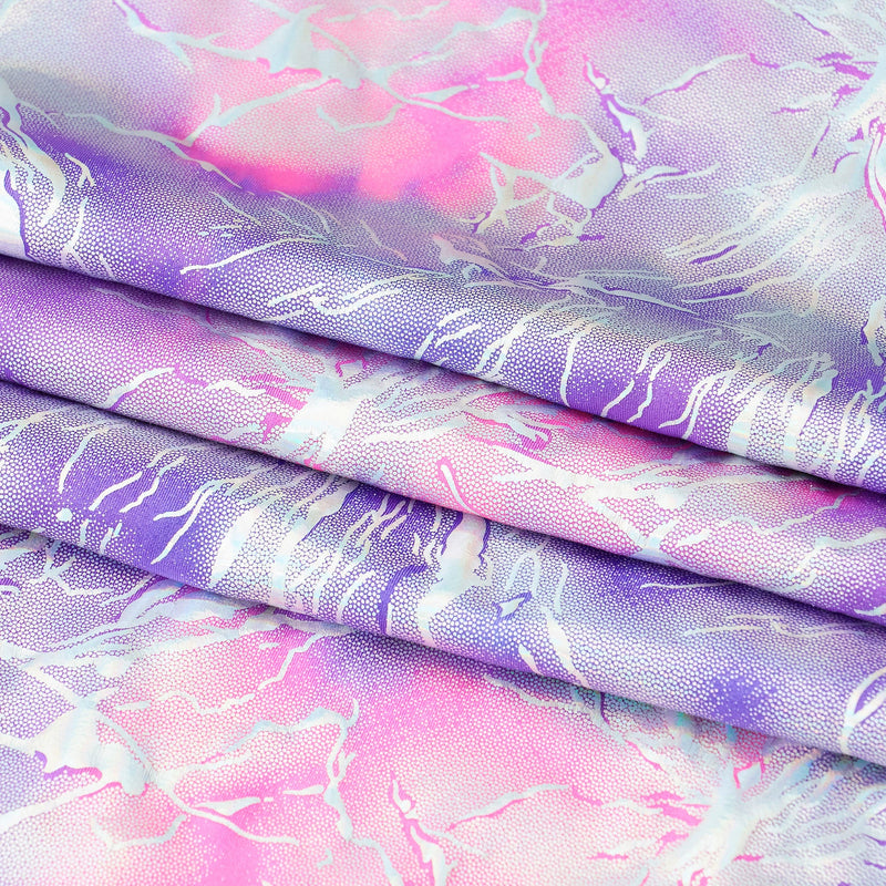 Tie Dye Thunder Hologram Spandex Fabric | Blue Moon Fabrics