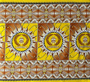 Yellow colored Tongan Seal Double Border Cotton Light-Barkcloth Fabric 
