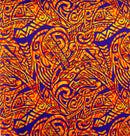 2nd image of the orange colored Traditional Polynesian Tattoo Swirl design Cotton Light Barkcloth Fabric