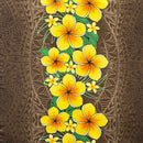 Brown colored Traditional Tattoo Traditional Tattoo Plumeria Monstera Leaves design Fabric 