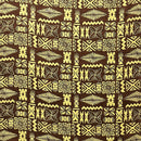 Brown & Cream colored Tribal Tapa Cotton Barkcloth Fabric