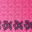 Pink Tropical Floral Border Polyester Fabric