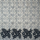 White Tropical Floral Border Polyester Fabric