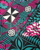 Traditional Polynesian Geometric Flower Design Cotton Fabric | Islands Fabric