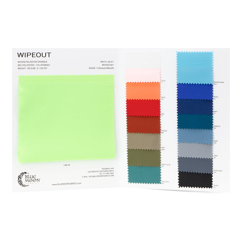 Wipeout Woven Polyester Spandex Color Card | Blue Moon Fabrics