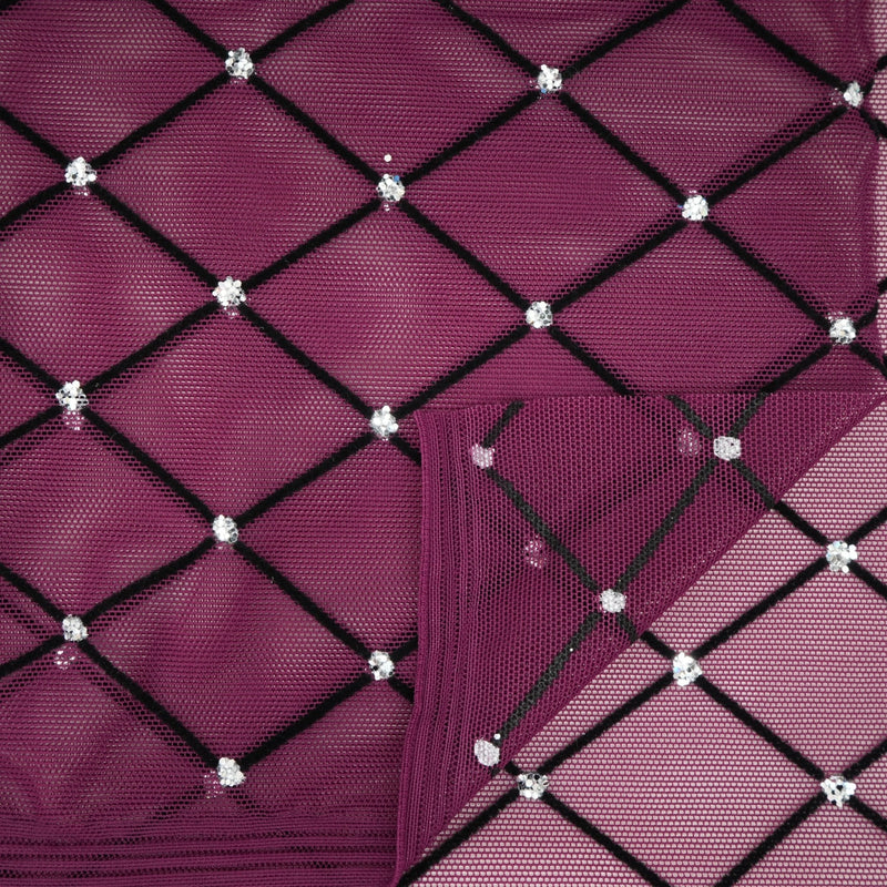 Diamonds Flocked Stretch Mesh Fabric | Blue Moon Fabrics