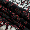 Fiery Glittered Flocked Stretch Mesh Fabric | Blue Moon Fabrics