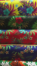 Hibiscus Monstera & Plumeria Flower Clusters Cotton Fabric | Islands Fabric