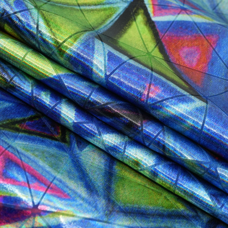 Triad Foiled Spandex Fabric | Blue Moon Fabrics