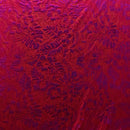 Hibiscus Plumeria Tiare Monstera,Musa Acuminata, Anthurium leaves | Polyester Foil Printed Fabric Red Fuschia