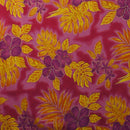 Hibiscus Plumeria Banana Leaves Palm Leaves | Glitter Polyester Fabric Fuschia