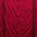 Lily with Tapa Double Border  | Cotton Light Barkcloth Fabric Red