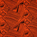 Traditional Polynesian Tattoo w/ Flower Flocking Fabric| Islands Fabric