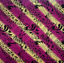 Cream/Pink Diagonal Traditional Tattoo Gradient design with Tropical Leaves Rayon Poplin Fabric