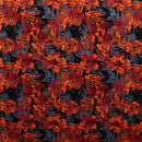 Black/Orange colored Hibiscus Palm Watercolor design Fabric