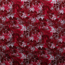 Red/Fuchsia colored Hibiscus Palm Watercolor design Fabric