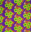 Purple Hibiscus & Tropical Leaves Cluster All Over design Peachskin Fabric