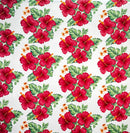Hibiscus & Tropical Leaves Cluster All Over design Peachskin Fabric | Islands Fabric