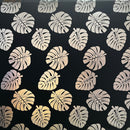 All Over Monstera Leaf Design Polyester Foil Fabric | Islands Fabric