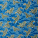 Blue colored Island Areca Palm Peachskin Fabric