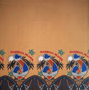 Beige Marshall Islands Hook Palm Trees Sea Turtles Single Border Peachskin Fabric