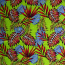 Lime Green colored Monstera & Split Leaves Fabric