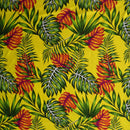 Yellow colored Monstera & Split Leaves Fabric