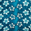 Crystal Teal Plumeria Traditional Tattoo background Peachskin Fabric