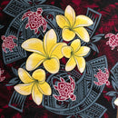 Plumeria Turtles Traditional Tribal design | Peachskin Fabric Red