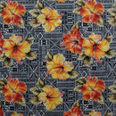 Hibisicus on traditional Tapa Polyester Fabric | Islands Fabric