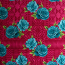 Fuchsia color Polynesian Rose Geometric design  | Peachskin Fabric 