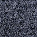 Gray/Black colored Polynesian Tribal Stems & Leaves All Over Design Cotton Light Barkcloth Fabric