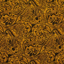 Mustard/Brown colored Polynesian Tribal Stems & Leaves All Over Design Cotton Light Barkcloth Fabric