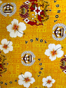Yellow colored Tonga Seal Hibiscus All Over Design Fabric 