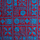 Blue/Fuchsia colored Traditional Polynesian Tapa Design Fabric
