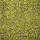 Lime Green & Gray colored Traditional Polynesian Tapa Light Barkcloth Fabric