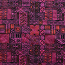 Fuchsia colored Traditional Polynesian Tapa design Polyester Fabric