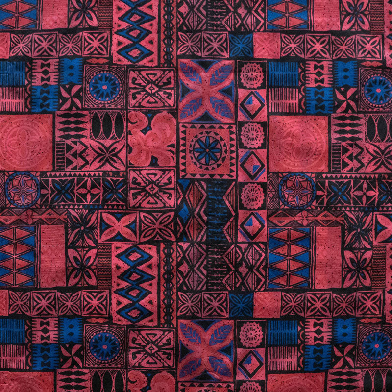 Traditional Polynesian Tapa design Polyester Fabric # 1 | Islands Fabr