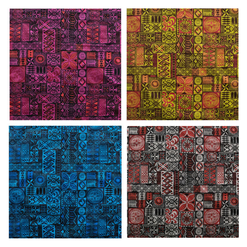 Traditional Polynesian Tapa design Polyester Fabric # 1 | Islands Fabr