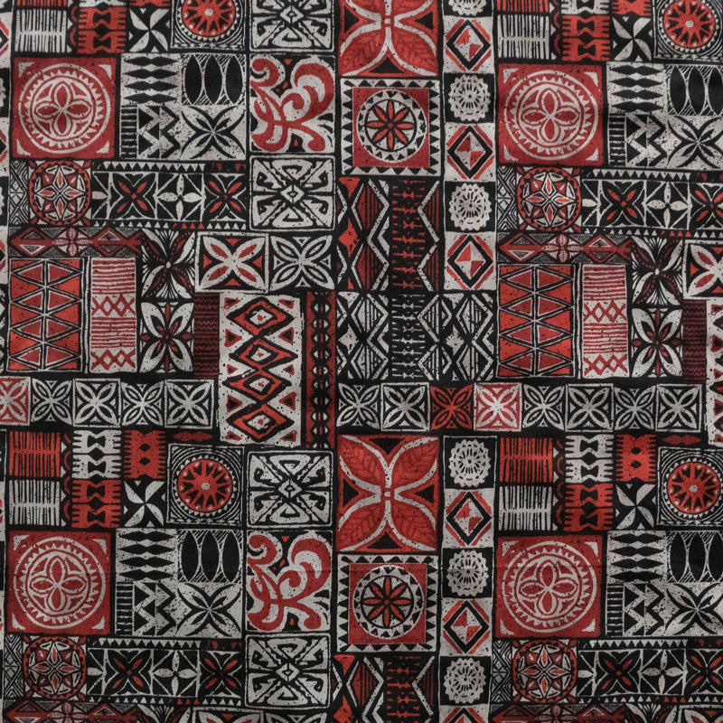 Traditional Polynesian Tapa design Polyester Fabric # 1 | Islands Fabr