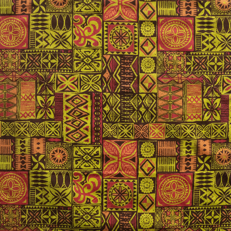 Traditional Polynesian Tapa design Polyester Fabric # 1 | Islands Fabr