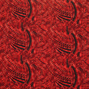 Red colored Traditional Polynesian Tattoo Design Rayon Poplin Fabric