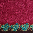Fuchsia Traditional Polynesian Tattoo Rose Polka Dot Border Peachskin Fabric