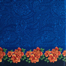 Royal colored Traditional Polynesian Tattoo Rose Polka Dot Border Peachskin Fabric