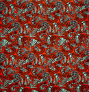 Mint/Orange Traditional Polynesian Tattoo Swirl All Over fabric (Light Barkcloth)