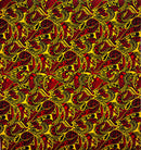 Yellow/Red Traditional Polynesian Tattoo Swirl All Over fabric (Light Barkcloth)
