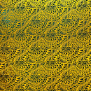 Yellow/Green Traditional Polynesian Tattoo Water Lily design Polyester Foil Fabric