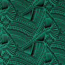 Mint & Black Traditional Polynesian Tattoo w/ Flower Flocking Fabric