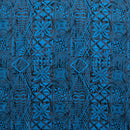 Blue colored Traditional Tongan Geometric Design Peachskin Fabric