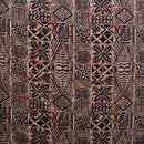 Khaki colored Traditional Tongan Geometric Design Peachskin Fabric